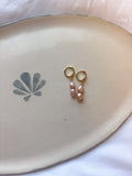 Rosetta Coast Pearl Earrings handcrafted handmade jewelry detail showing freshwater pearl huggie hoop beach jewelry design