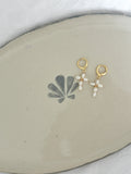 Mini Gold Pearl Cross Earrings