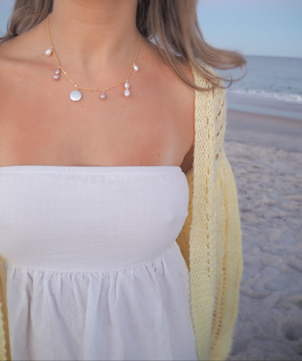 Isla Pearl Necklace handmade jewelry featuring freshwater pearl accents coastal beach jewelry