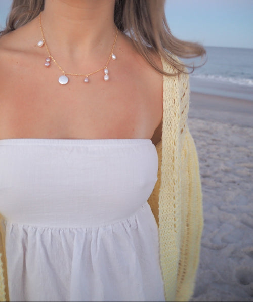 Isla Pearl Necklace handmade jewelry featuring freshwater pearl accents coastal beach jewelry